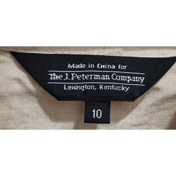 J. Peterman Women’s Sleeveless Collared Button Up Top Beige 100% Linen Size 10 - Picture 5 of 11